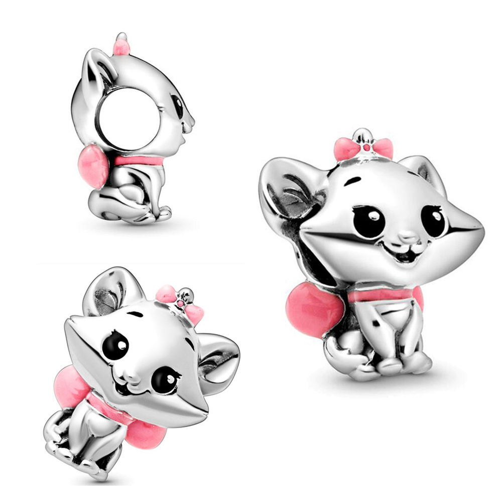 Sparkling Pet Cat Dangle Charm Silver Plated Fit Pandora Charms Silver 925 Original Bracelet for Jewelry Making