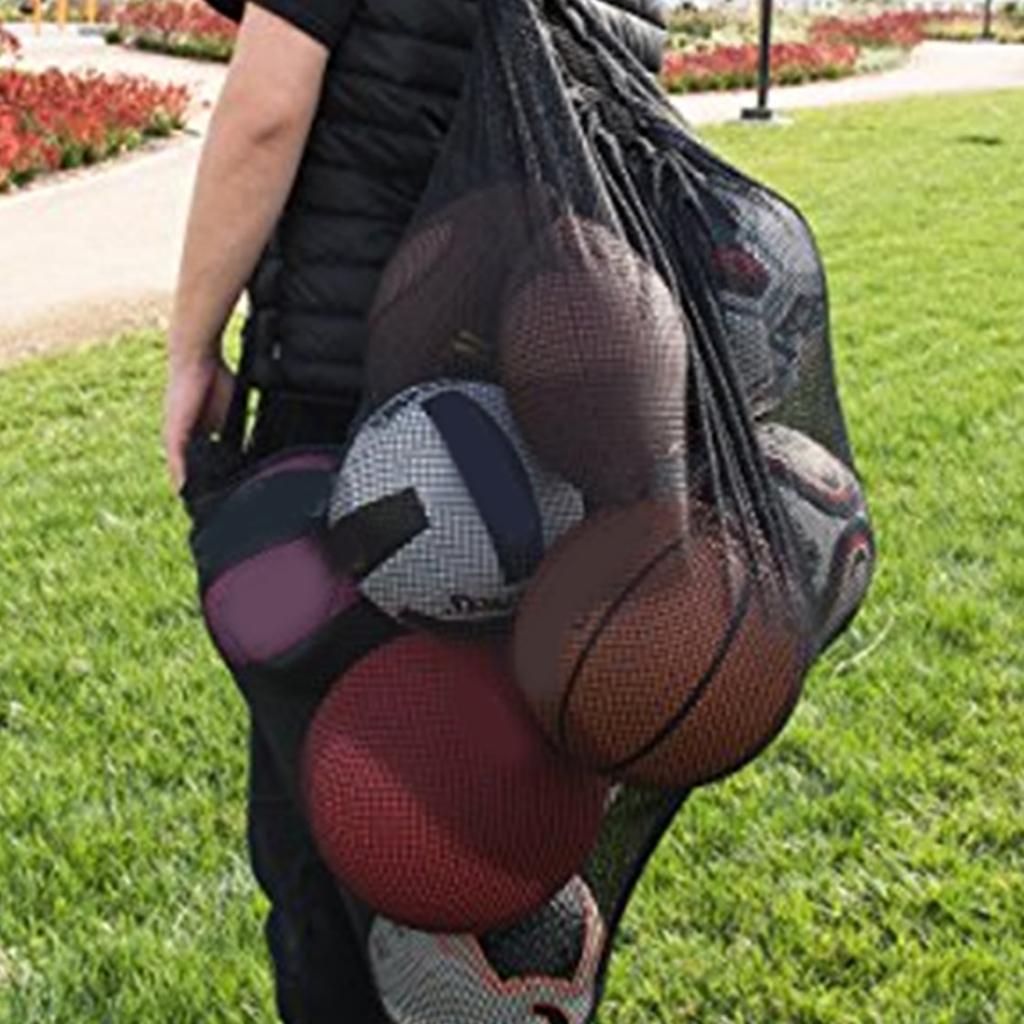 Sports drawstring ball bag with shoulder strap for basketball soccer