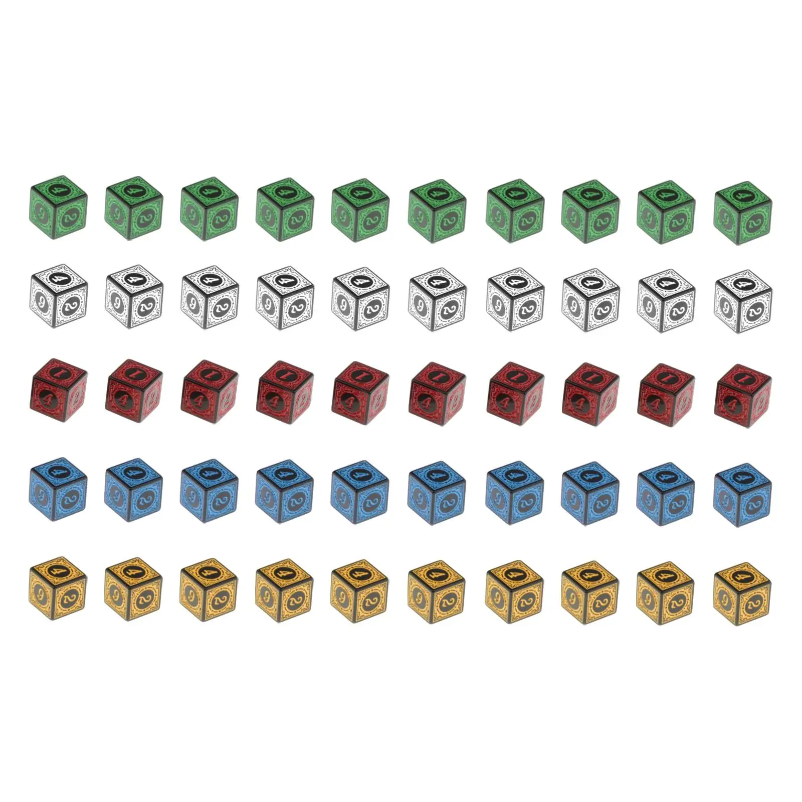 50x Acrylic 6 Sides Dices 5 Colors for Board Gathering Games