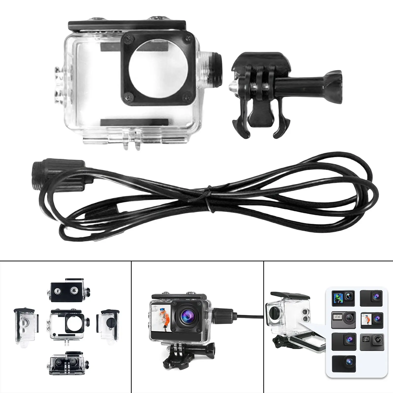 Sports Cameras Waterproof Housing Case, Dive Rechargeable for 4K Eis WiFi Cameras