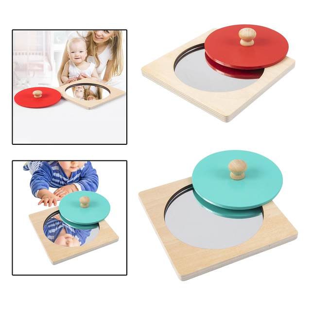 Manopola a specchio Montessori in legno Puzzle specchio per bambini  giocattoli sensoriali apprendimento giocattolo da bagno per bambini  specchio per attività prescolare regali per bambini - AliExpress