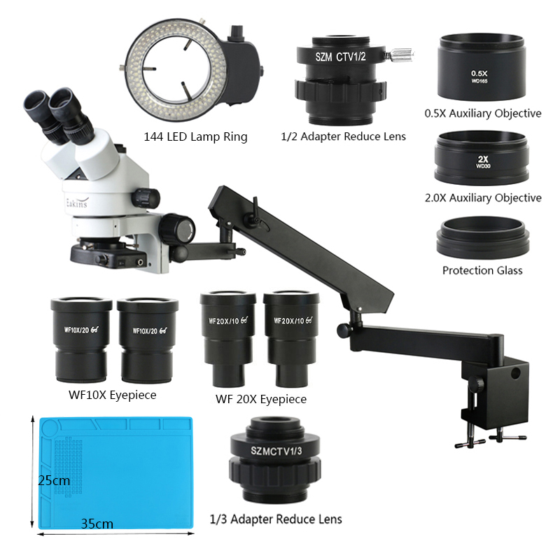 de braço articulado rotativo, Lente auxiliar para solda, 3.5X-90X, 180X