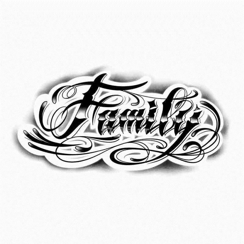 Familie Brief Tattoo Aufkleber Dauerhafte Fake Tattoo für Frau Mann Arm Temporäre Tattoo Punk Kunst Faux Tattoos Wasserdicht Tatuajes – Detail 2