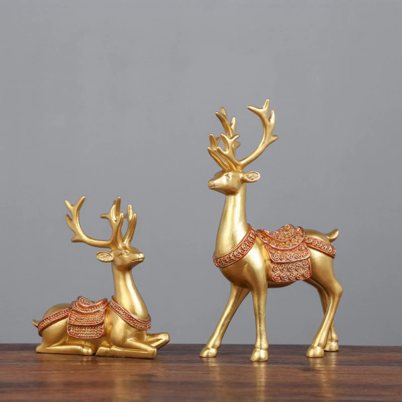 2x Deer Statue Decoration Home Decoration Resin Figurine Bookshelf Tabletop