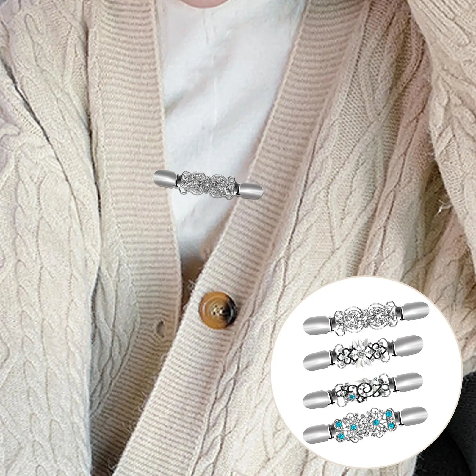 4Pcs Sweater Clips Blouse Decor Women Clothing Girls Brooches Cardigan