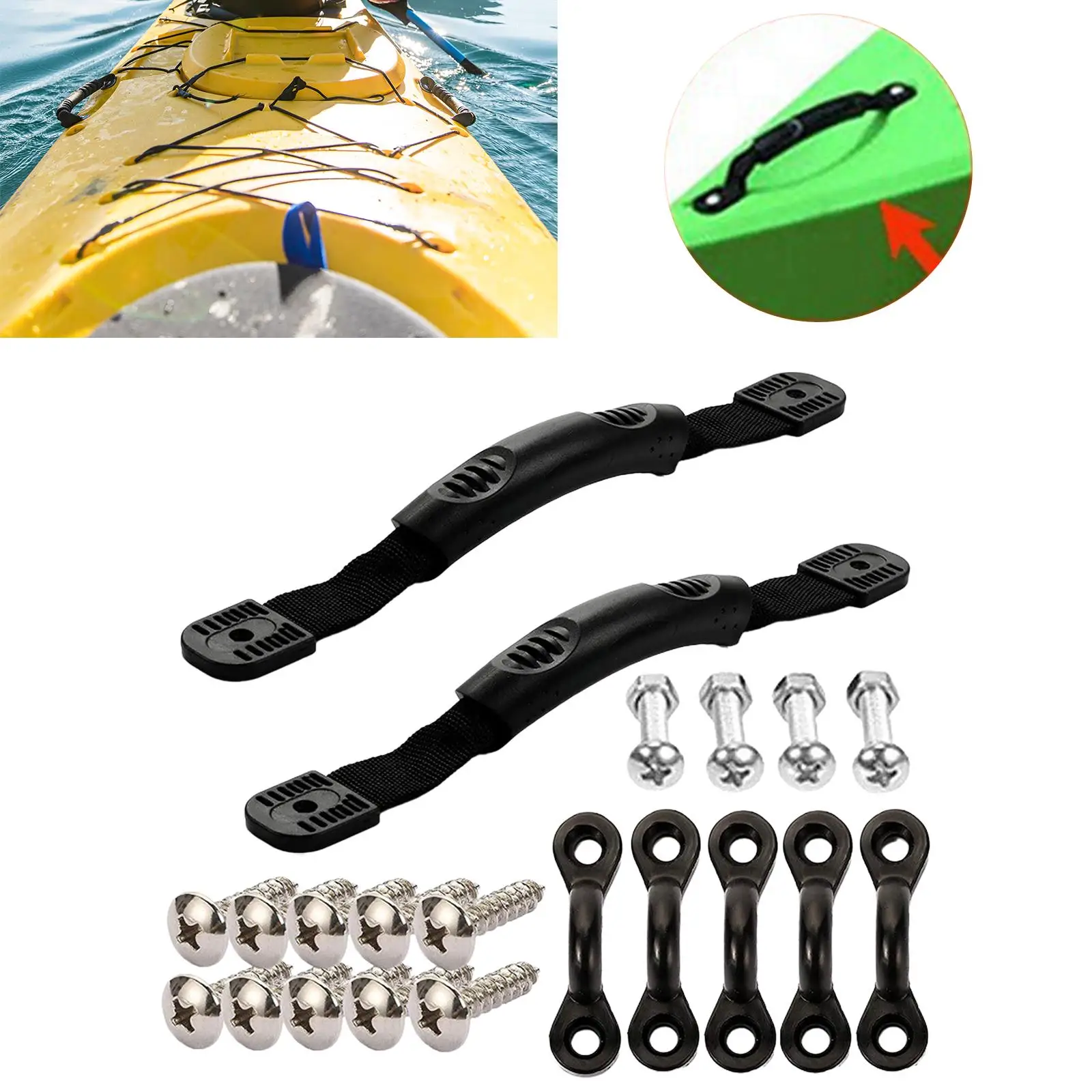 Kayak Canoe Carry Handles Kayak Side Mount with Pad Eyes with Screws Replacement Canoes Boats Kayak Accessories Kayaks
