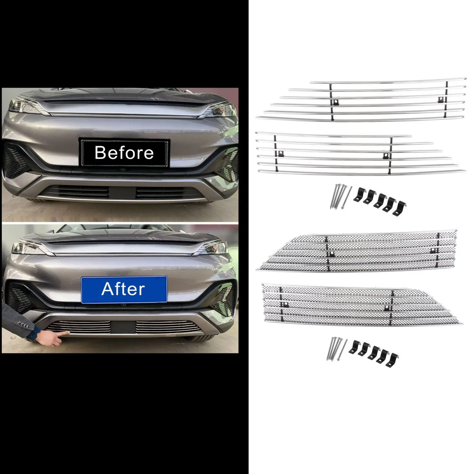 2x Auto Front Lower Grill Grille Cover Trims Sturdy for Byd Atto 3 Yuan Plus