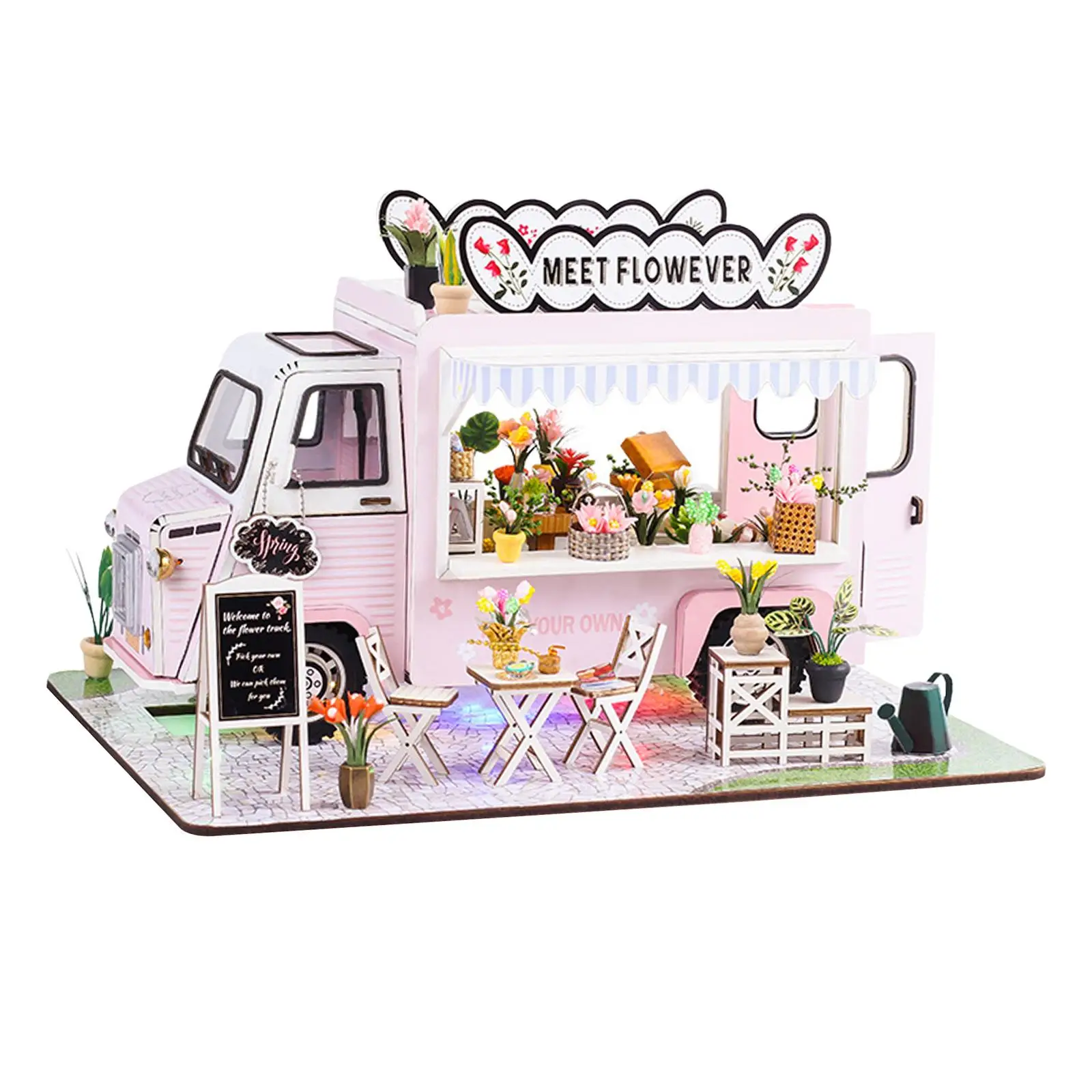 DIY Hut Dollhouse Toys Kit Romantic Valentine`S Gift Accessories for Lady