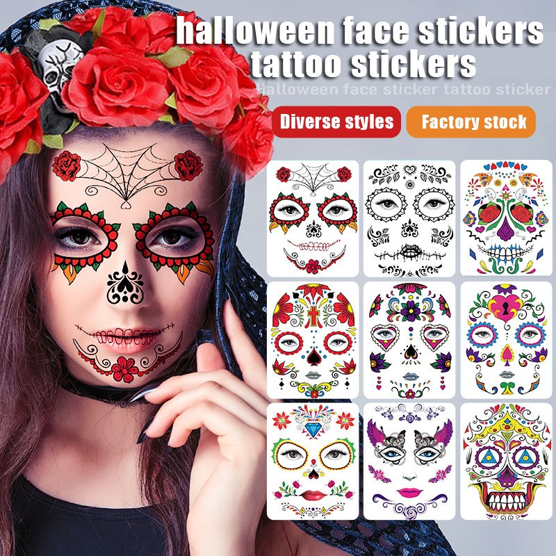 Best of Face Makeup Sticker Special Waterproof Facial Tattoo Halloween Day Of The Dead Spider Skull Temporary Tattoo Reviews & Tips