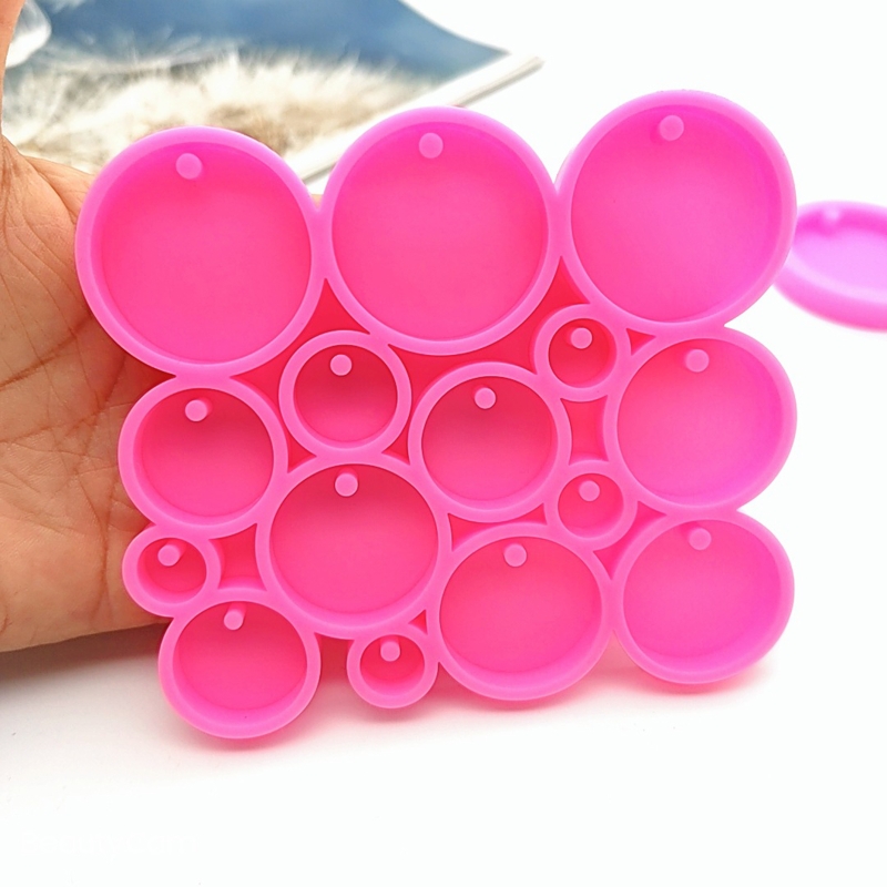Shiny Round Circle Silicone Keychain Mold Many Circles Tiny Resin Epoxy Mold for DIY Earrings Craft 5 /3.3/2.3/1.7/1.2cm