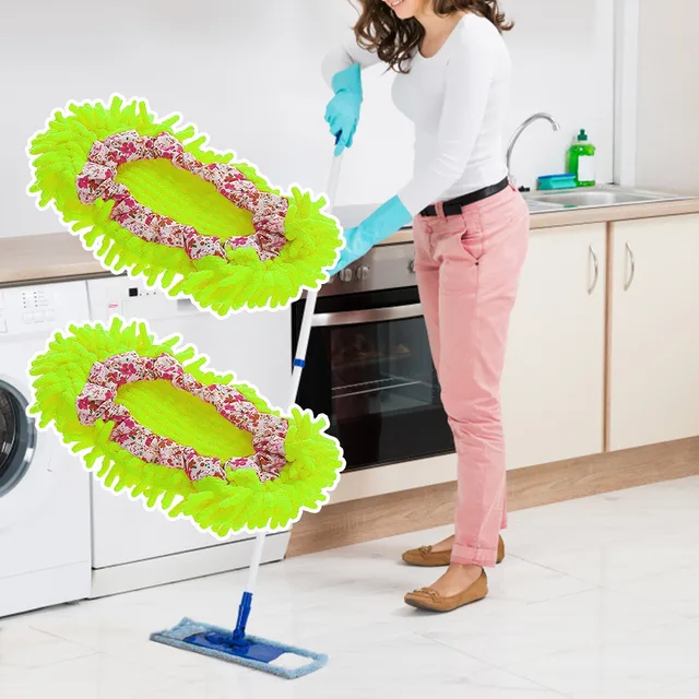 Zapatillas de mopa de microfibra lavables de chenilla, para limpiar el  suelo, polvo y la suciedad del cabello, 7 colores divertidos y perezosos  para