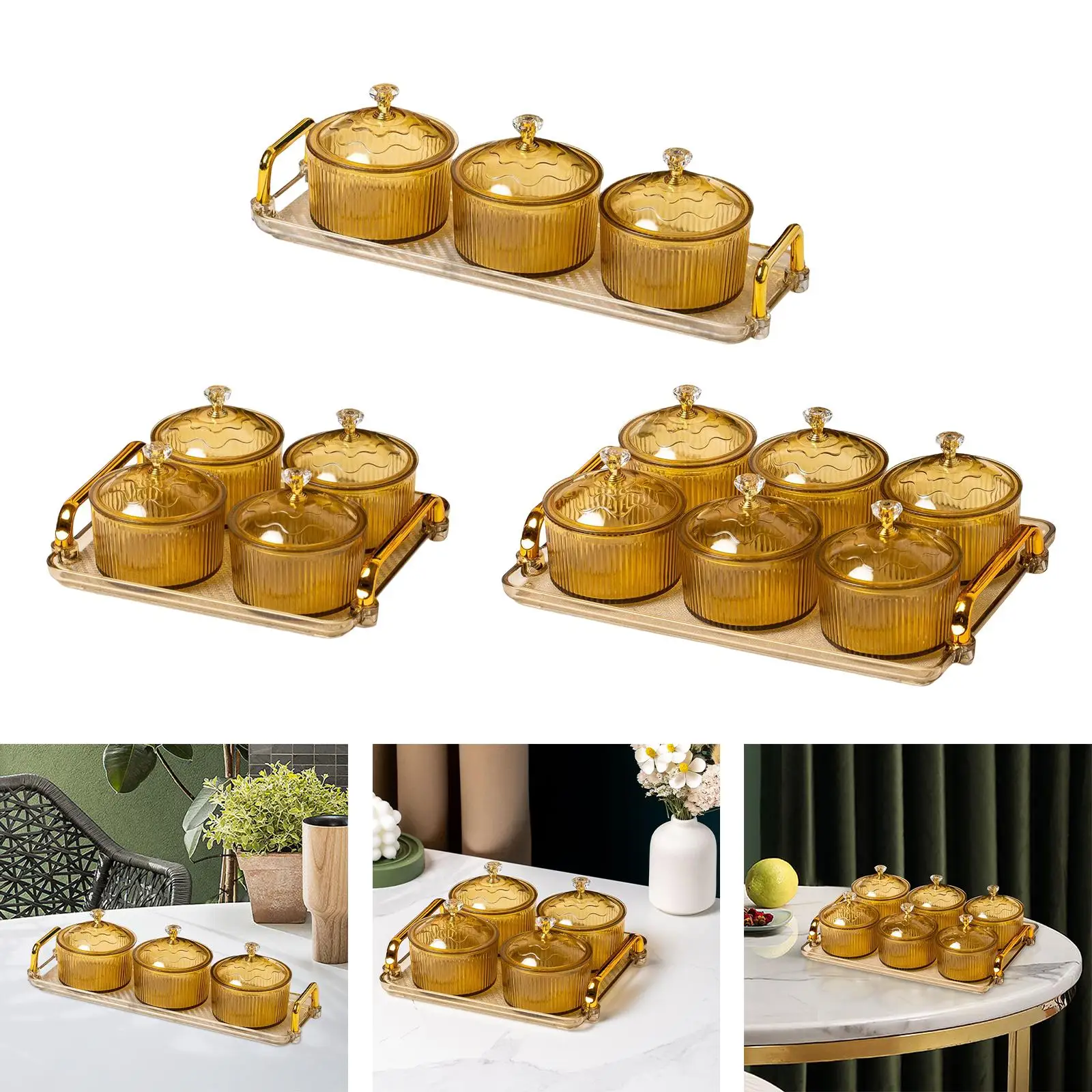 Durable Fruit Dessert Snacks Serving Platter Bowls with Lid Storage Container Caddy Serving Platter for Party Wedding Home Caddy
