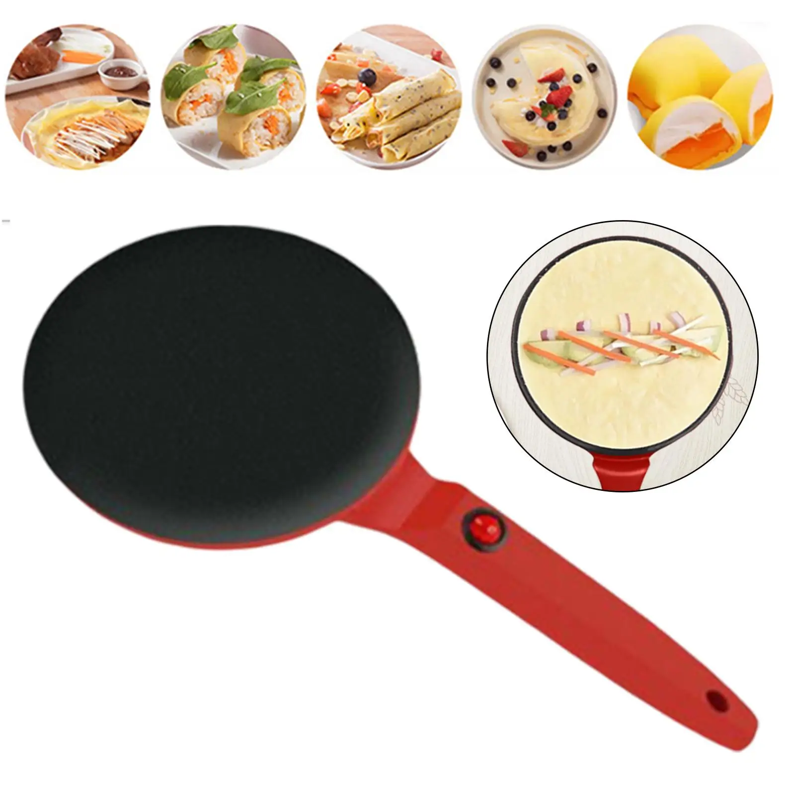 Kitchen Crepe Maker Non Stick Auto Temperature Control Easy to Use Eggs Breakfast Cake Pan 220V for Household Bacon Crepes