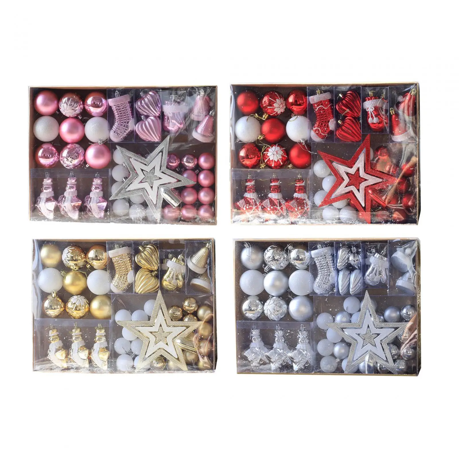 47 Pieces Christmas Tree Ornaments Set Xmas Decoration for Bedsides or Bags