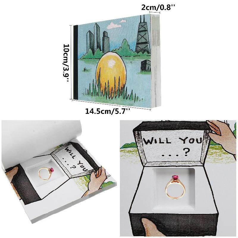 Notebook Book Flip Flap Escondendo Casamento Anel Presente