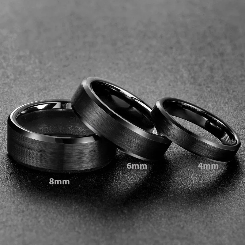 Kolmnsta 4/6/8mm Schwarzer Keramikring Anti-Allergie Männer Gebürstetes Paar Ehering Verlobungsringe Für Frauen Größe 4-15 Anel – Detail 10