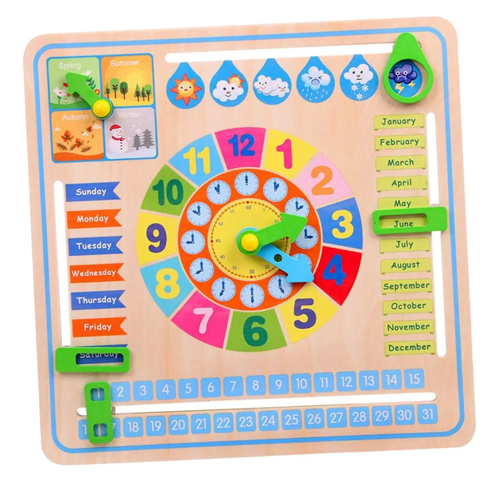 Montessori Toys Seasons Months Days of Week Calendar Learning for Age 3 4