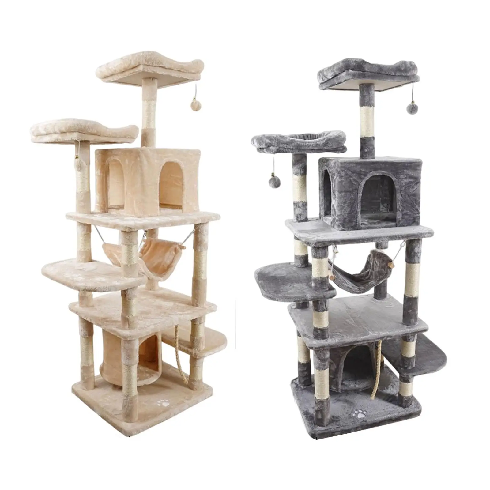 Scratching Post Carpets Sofa Protector With Ball Climbing Frame Interactive Toy Condo Rest Platform Cat Tree for Grind Claws