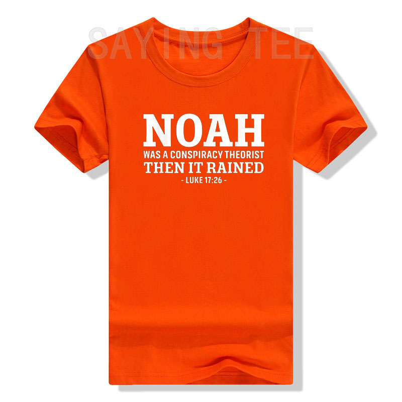 Noah war ein Verschwörung theoretiker, dann regnete es T-Shirt lustige Jesus Christen Sprüche Zitat Grafik Tee Top Veteran Militär geschenk – Detail 12