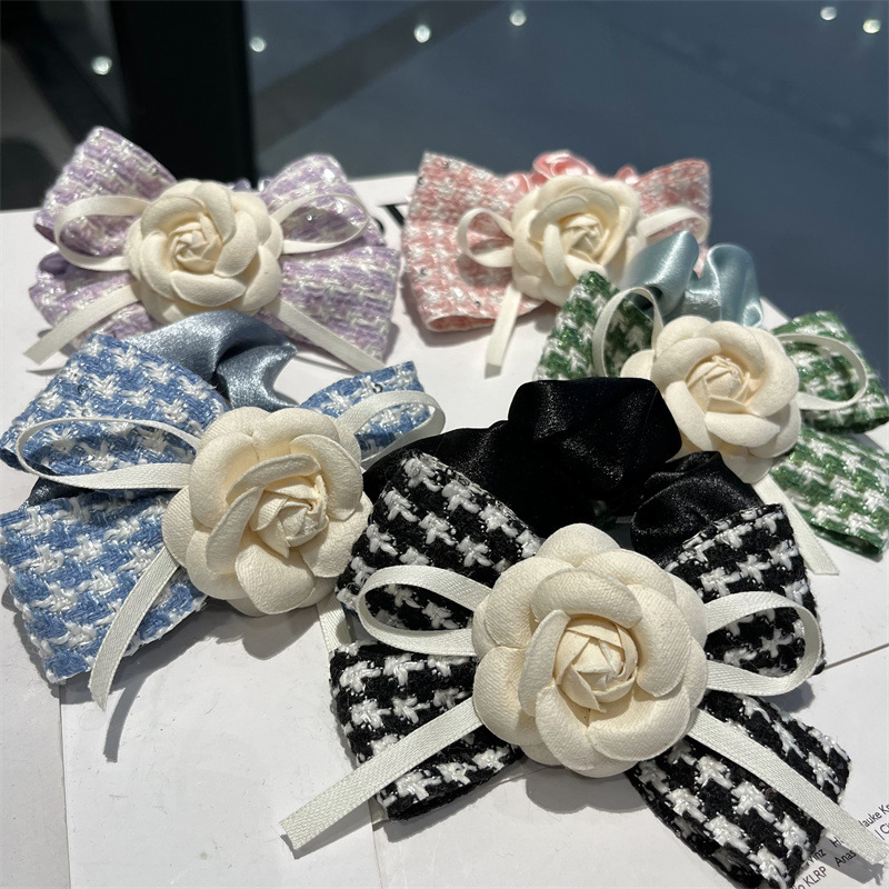 Koreanische Bowknot Blume Hahnen tritt Haar gummis Kopfschmuck einfache Kopfs eil Mädchen niedlichen Lederband Ring Cilps Mädchen Accessoires – Detail 3