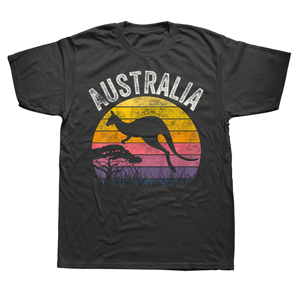 Australien Tag Lustige Australische Känguru Vintage T Shirts Baumwolle Streetwear Kurzarm Geburtstag Geschenke T-shirt Herren Kleidung – Detail 2