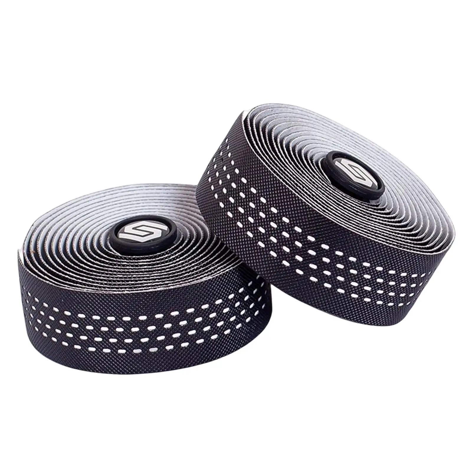 Soft Road Bike Handlebar Tapes with 2 Bar Plug Cycling Handle Wrap Shock Absorption Bike Tape Breathable Damping 2 Rolls