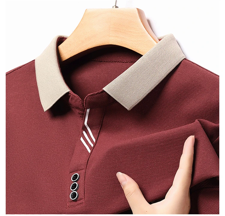 Polo de tela transpirable de alta gama para hombre, camisa de manga larga con solapa, informal, de negocios, de diseño, a la moda, M-4XL, otoño, 2023