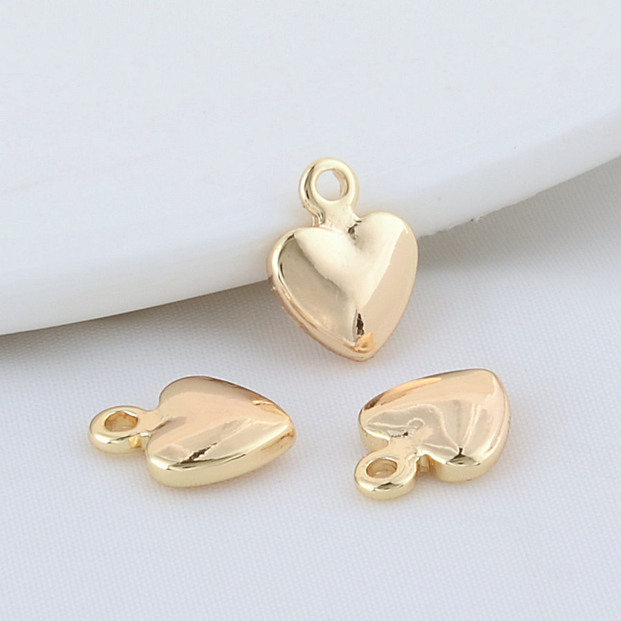 20pcs 8.5*11,5mm 14 Karat Gold Farbe Messing herzförmige Charms Anhänger Schmuck herstellung liefert DIY Armband Ergebnisse Zubehör – Detail 2