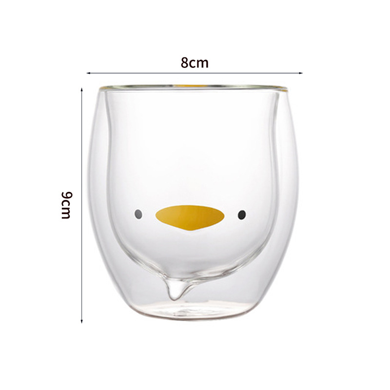Description Picture 4 of itemDouble Glass Cup Bear Cat Dog Animal Coffee Mug Transparent Cartoon Milk Juice Tea Drinking Cups Drinkware Party Wine Glasses