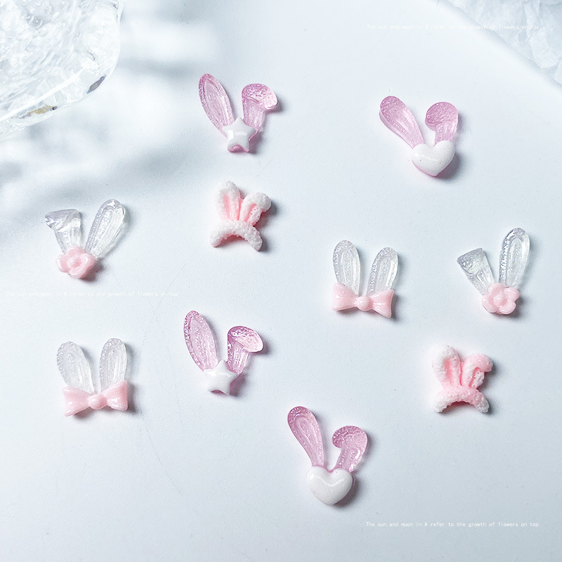 Best of 50Pcs Glow In The Dark Kawaii Rabbit Ears Designs Nail Resin Gems Stones Pink Cute Unique Design Charms Jewelry For Nails Reviews & Tips