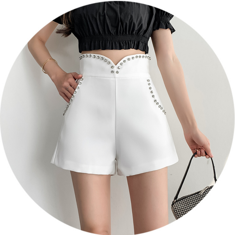 Moda Irregular Branco Solto A linha Shorts