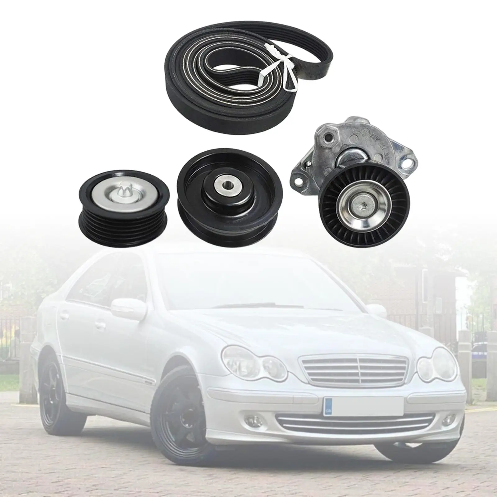 Engine Drive Belt Tensioner & Idler Pulley Serpentine Belt Kit for Mercedes-benz C230 C280 E550 SL550 SLK280 ml550