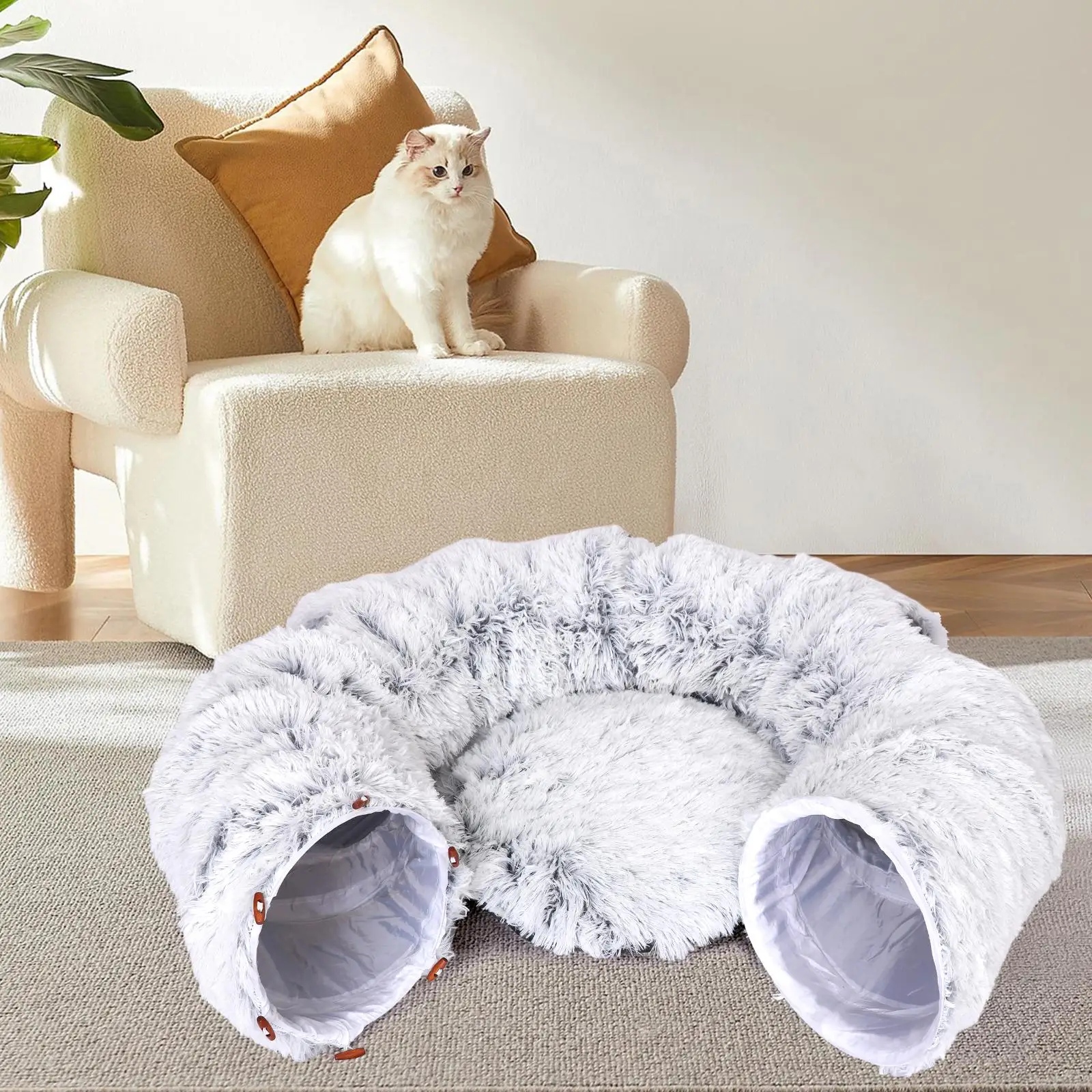 Cat Tunnel Bed Cat Toy Collapsible with Ball Portable Play Cat Cave Tube for Kitten Ferret Indoor Cats Small Animals Rabbit
