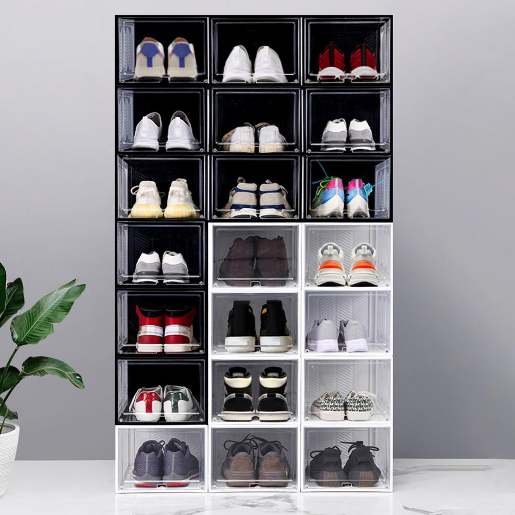 Shoe Organizer High Capacity Dustproof Shoe Storage Box Stackable Flip Pullout Type Shoe