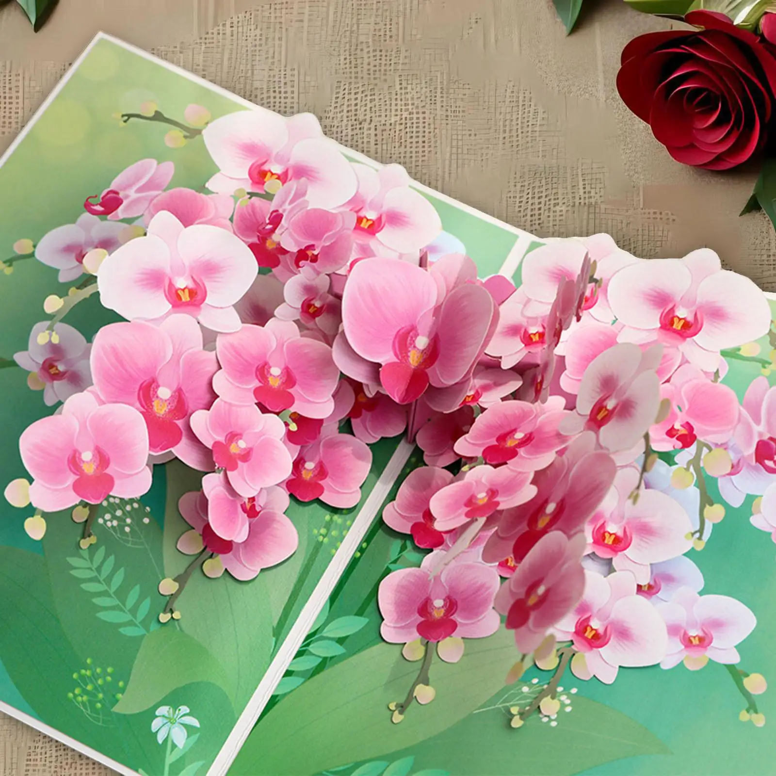 Valentine`s Day Phalaenopsis Card Valentine Card Gifts Cards Popup Greeting Card for Mother`s Day Engagement Wedding Mom Dad