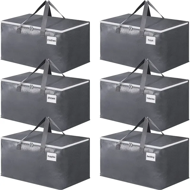 Bliss 6 Pack 93L Totes Large Moving Boxes with Zippers & Handles