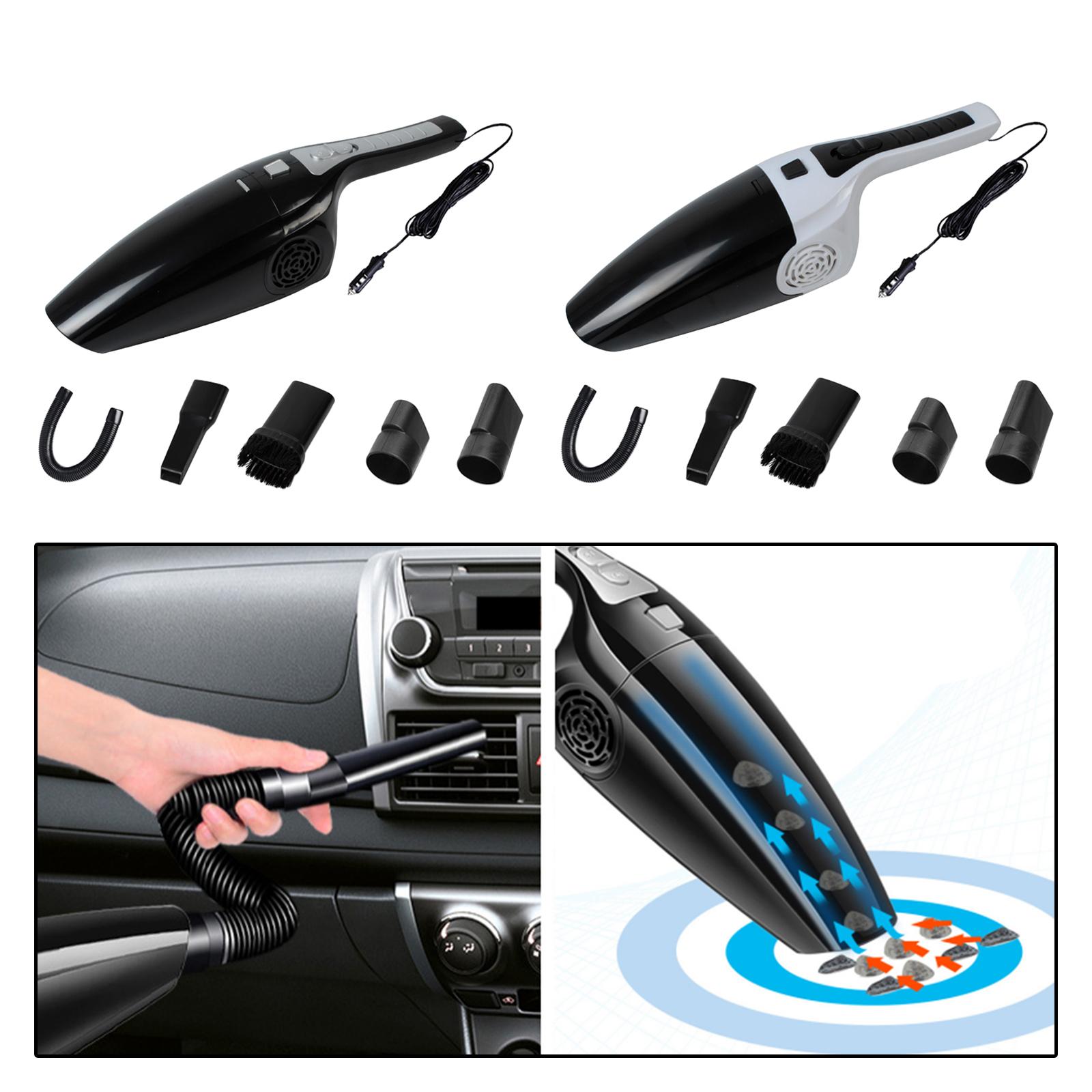 12V Wired Car Vacuum Cleaner Mini Corded Interior Detailing Strong Suction with 5 Attachments Handheld Portable High Power 120W