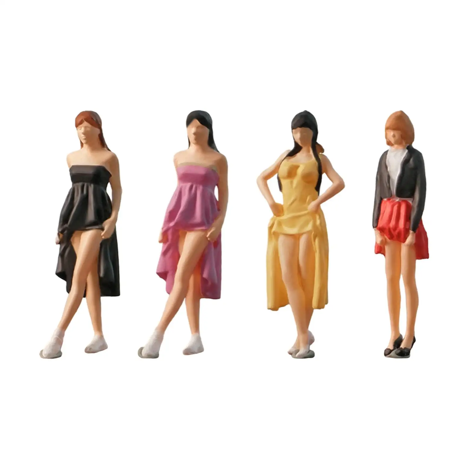 Diorama Figure Resin Character Girl with Dress for DIY Projects Collections Railway Sets Desktop Ornament Dollhouse Accessories