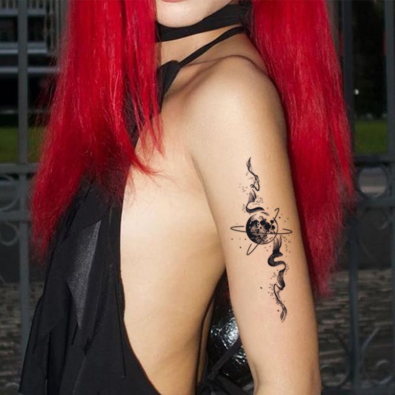 Kräuter saft Smog Mond temporäre Tattoos für Frauen Mann Arm Punk wasserdichte Tattoo Aufkleber Kunst dauerhafte Planet gefälschte Tätowierung – Detail 7