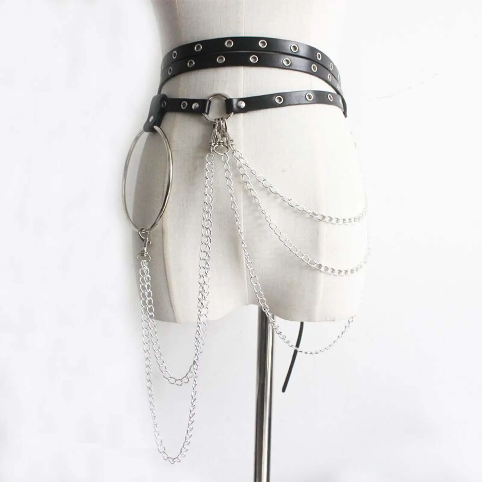 Woman Belly Chains Belt PU Leather Metal Chain Tassel , Highlight Your Daily or Cosplay Outfit Soft Flexible Sturdy Material