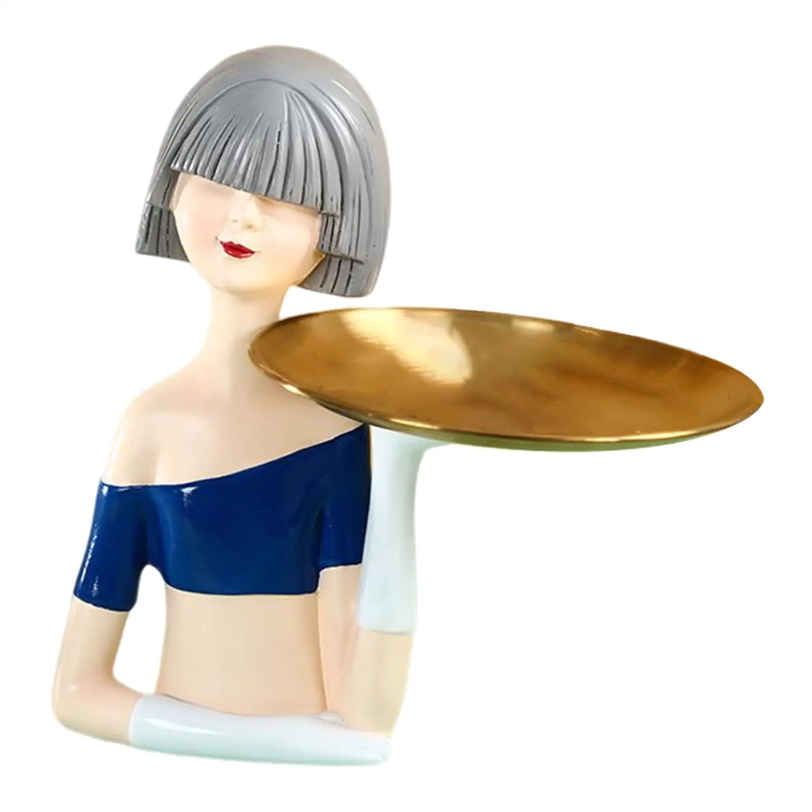 Nordic Girl Figurine Statue Storage Tray for Party Decoration Ornament