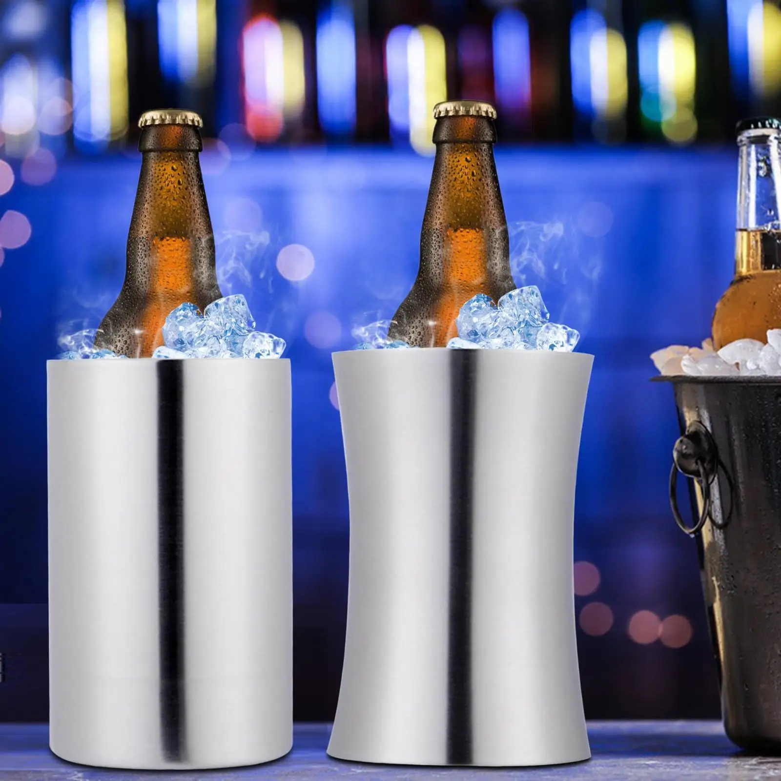 Ice Bucket Chiller Bucket Reusable Easy Carry Portable Stainless Steel Thickened Sturdy for Outdoor Parties Bar Picnic Cocktail