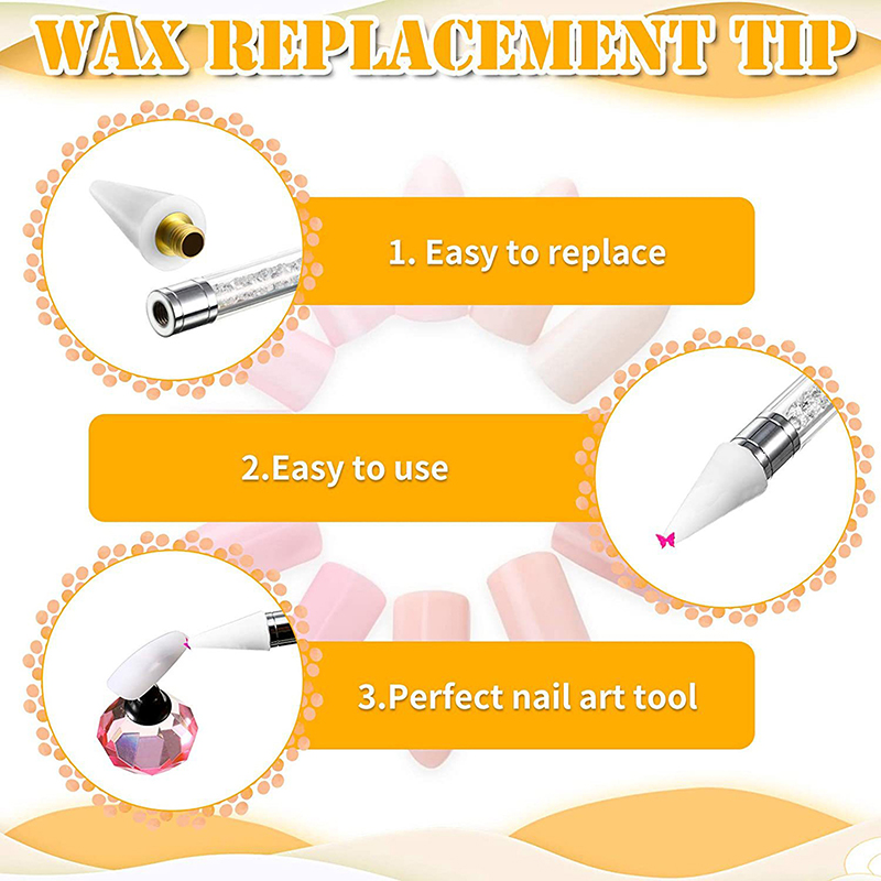 Description Picture 5 of item5Pcs Nail Dotting Wax Pen Replaceable Head Beads Rhinestones Gems Picker Dotting Pen Manicure Self-adhesive Nail Art Tools