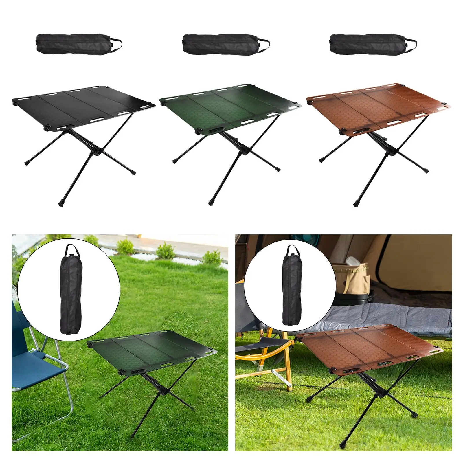 Folding Camping Table Aluminum Alloy Furniture with Hole for Hanging Camping Desk for Patio Travel Hiking Picnic Fishing