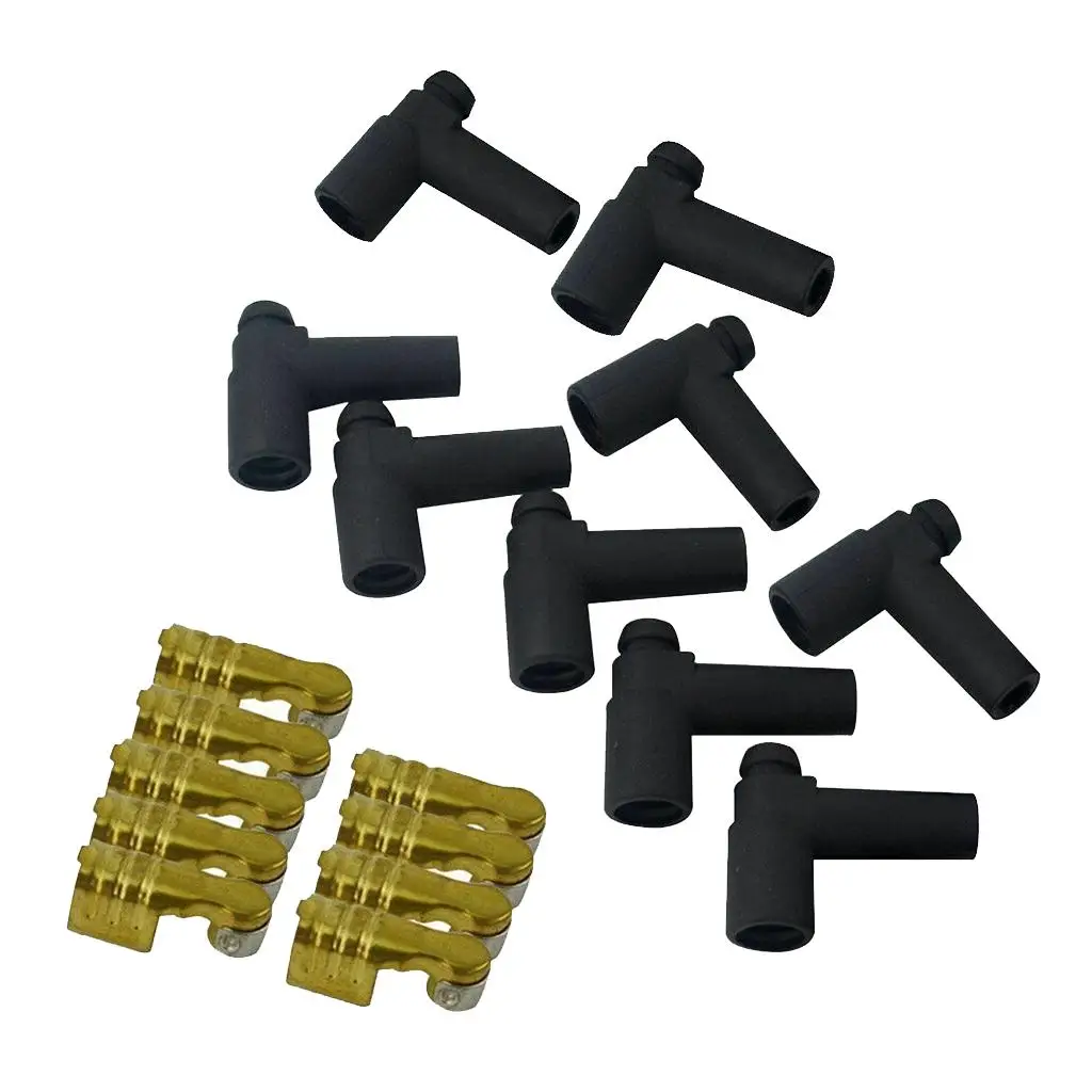 9PC Rubber Distributor Boots cover and cap Straight Terminals Ignition Din