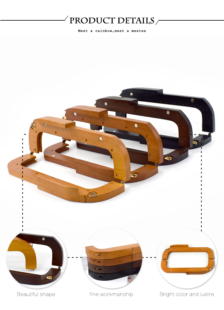 Deepeel 25*8.5cm Square Wooden Bag Handle Kiss Clasp Handbag Purse Frame Closure DIY Handmade Wallet Sewing Brackets Supply