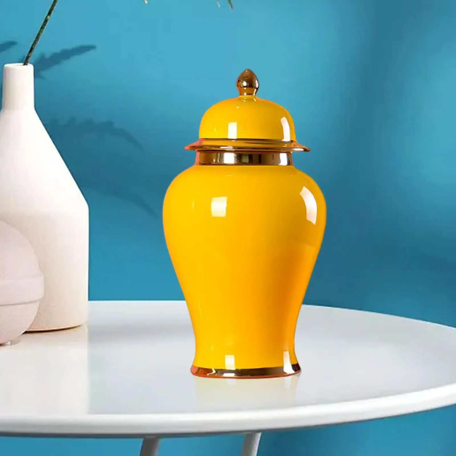 Statues Ceramic Vase Storage Organizer Porcelain Ginger Jar for Living Room