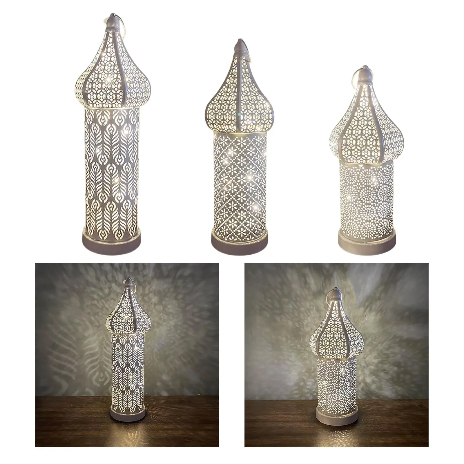 Retro Style Moroccan Lantern Light Props Desk Lamp for Wedding Party Living Room