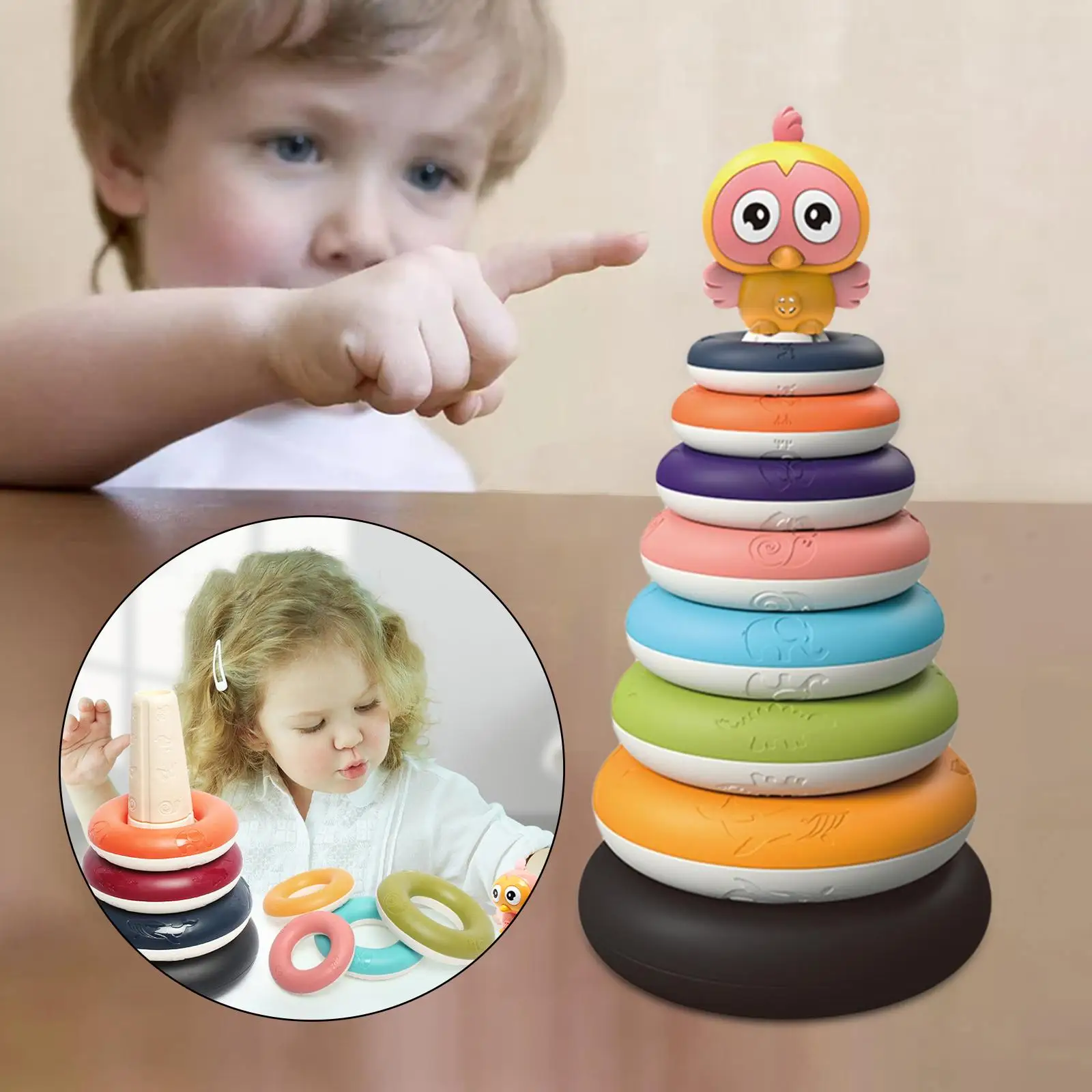 Baby Stacking  Circles Stackable Early Learning Developmental Montessori Rainbow Sorter Puzzle  Game for Toddlers Kids