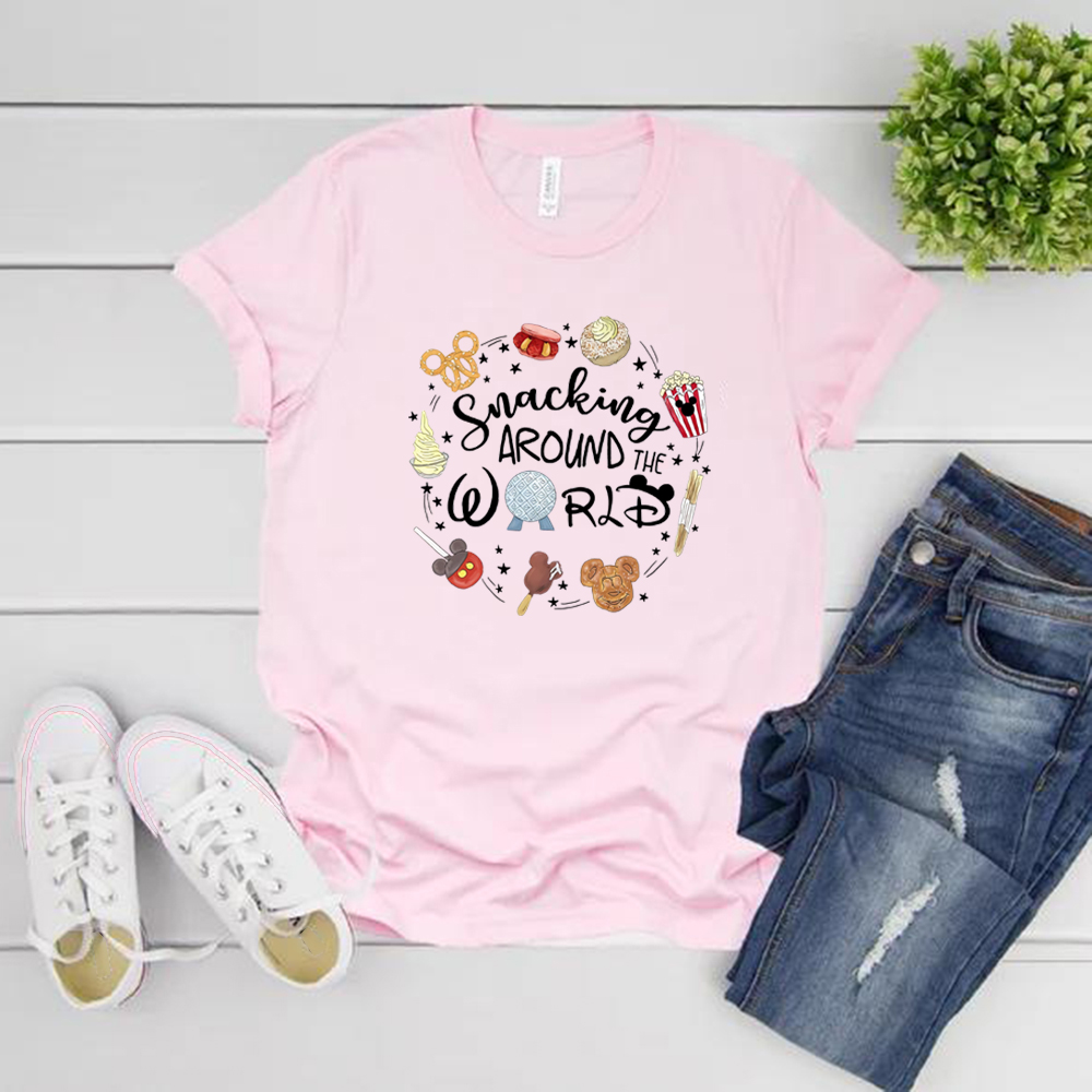 Snacking Around The World T-Shirt Epcot T-Shirt Unisex T-Shirt Kurzarm Grafik T-Shirts Passende Shirts Casual Tops T-Shirts – Detail 4